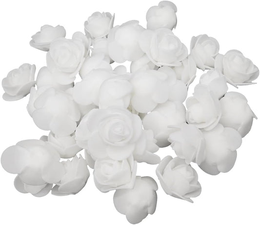 Artificial Flowers 100PCS 3CM Mini Fake Roses for DIY Wedding Bouquets Centerpieces Party Baby Shower Home Decorations (White)