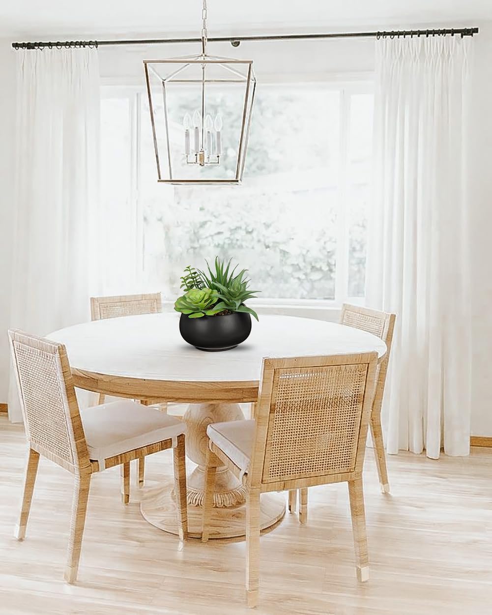 Fake Plants Artificial Succulents in Pots Faux Succulent Arrangement Potted Plant with Black Ceramic Pot for Home Decor Modern Office Desk Bathroom Shelf Living Room Indoor & Outdoor Decoration