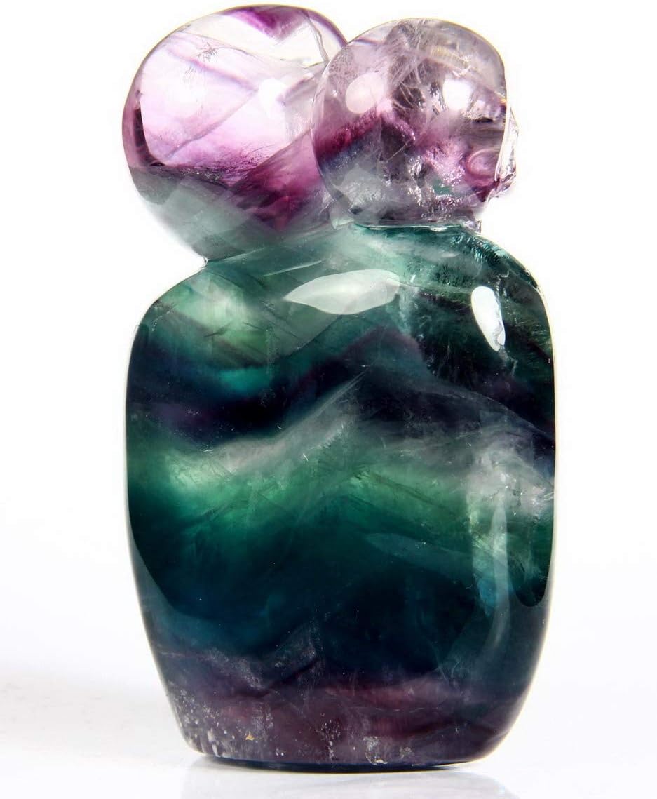 Skullis 3.4" Fluorite Crystal Skull, Fine Art, Hand Carved Gemstone Fine Art Sculpture, Reiki Healing Stone Statue. 271