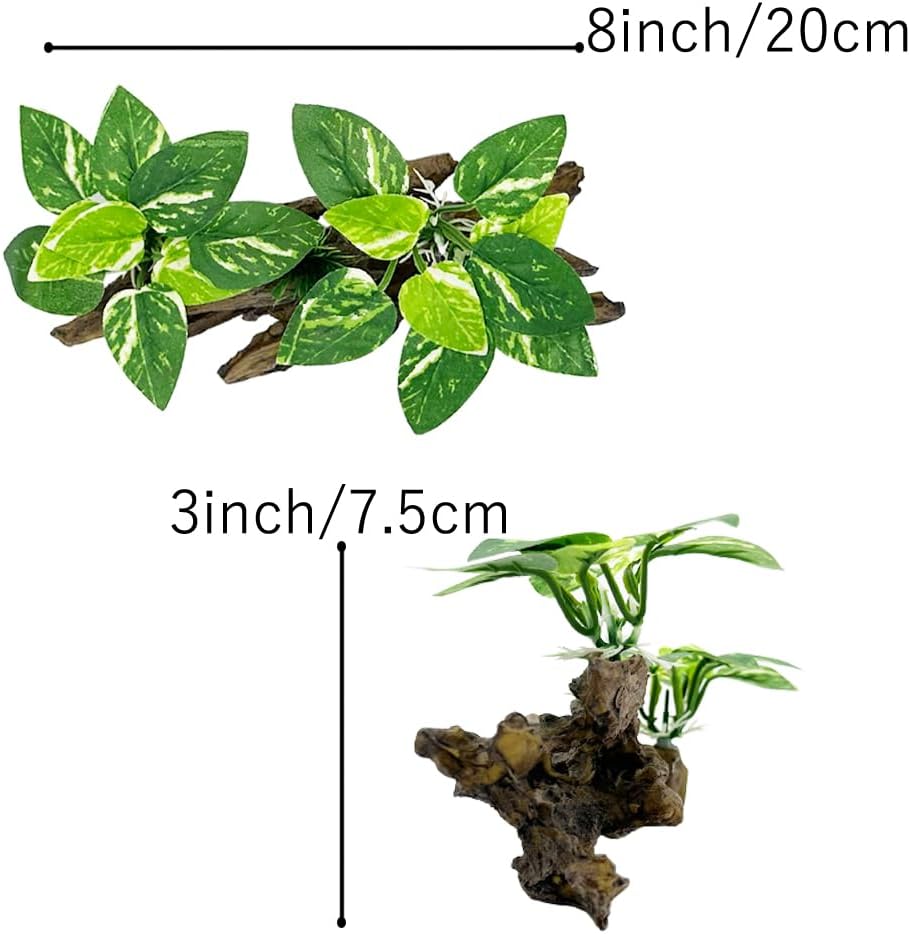 Smoothedo-Pets Fish Tank Decorations Aquarium Decor Ornaments Betta Silk Leaf pad Hammock Artifical Driftwood Cave Goldfish Bowl Accessories (Type-B)