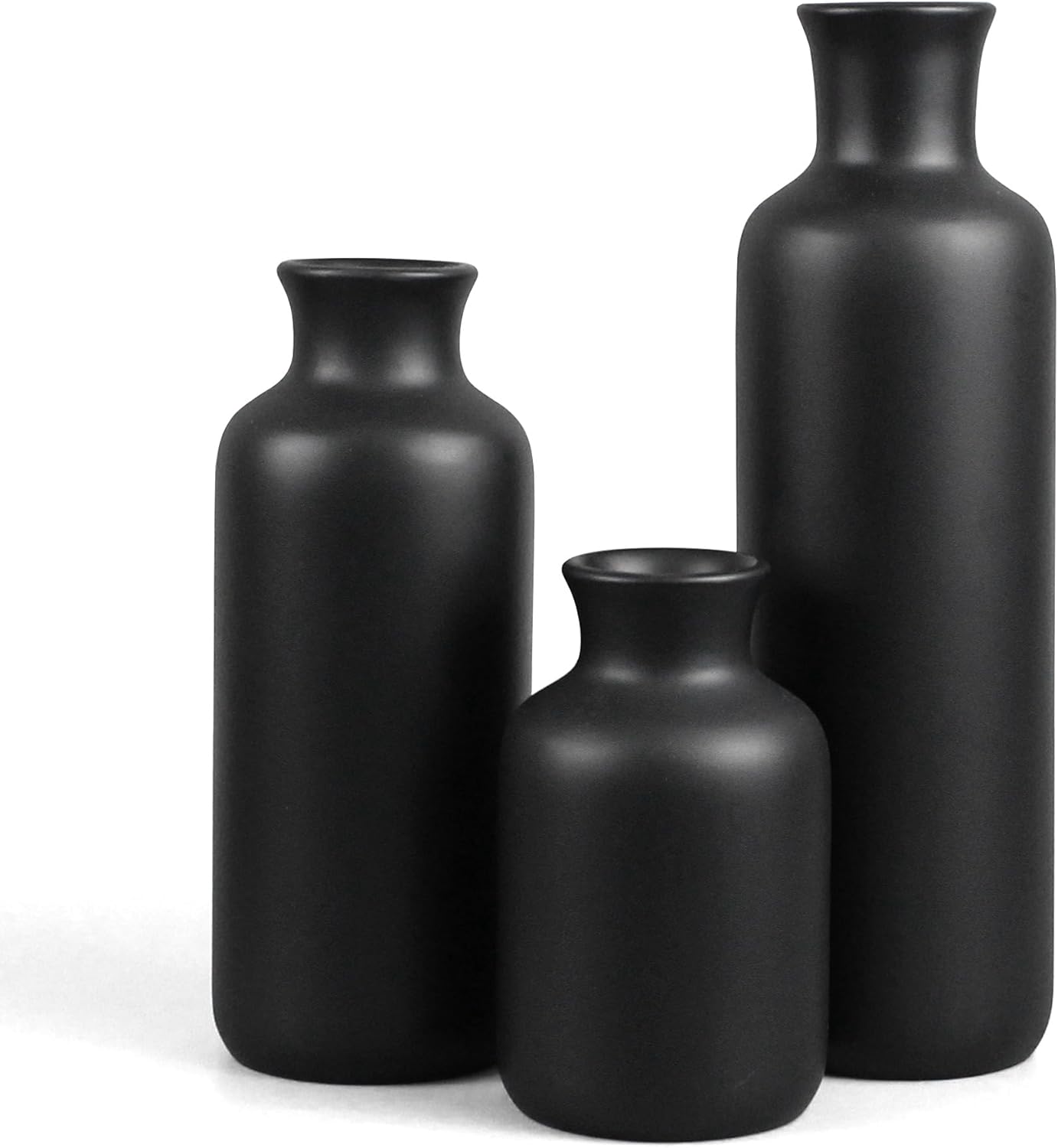 Resin 3 Piece Vase Set, Farmhouse Decor, Home Decorative Vase, Vases for Your Kitchen, Bedroom, Office, Living Room, Bathroom, & Shelf Centerpiece Table Decorations, Black