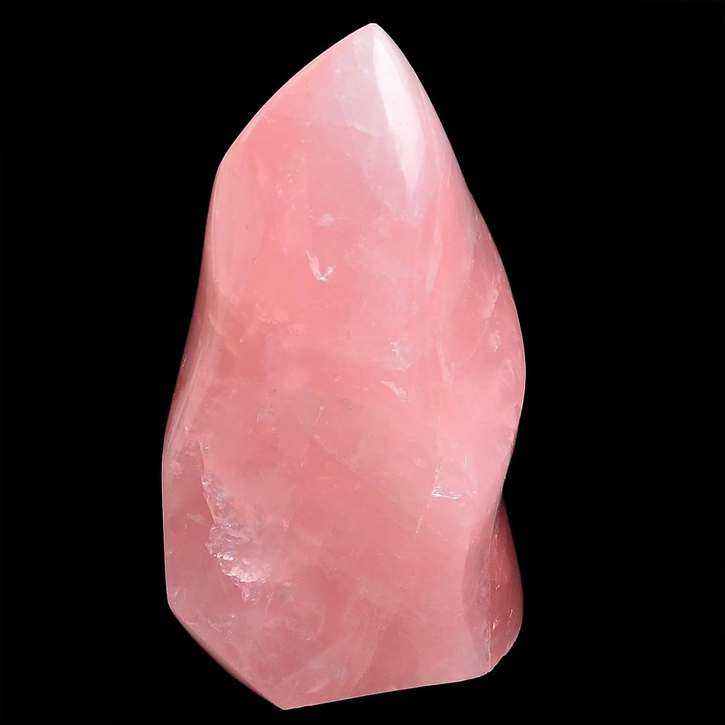 AMOYSTONE Large Rose Quartz Flame Shaped Stone Real Rose Quartz Healing Crystal Tower Spiritual Home Decor for Witchy Room 1.5-2.2LB