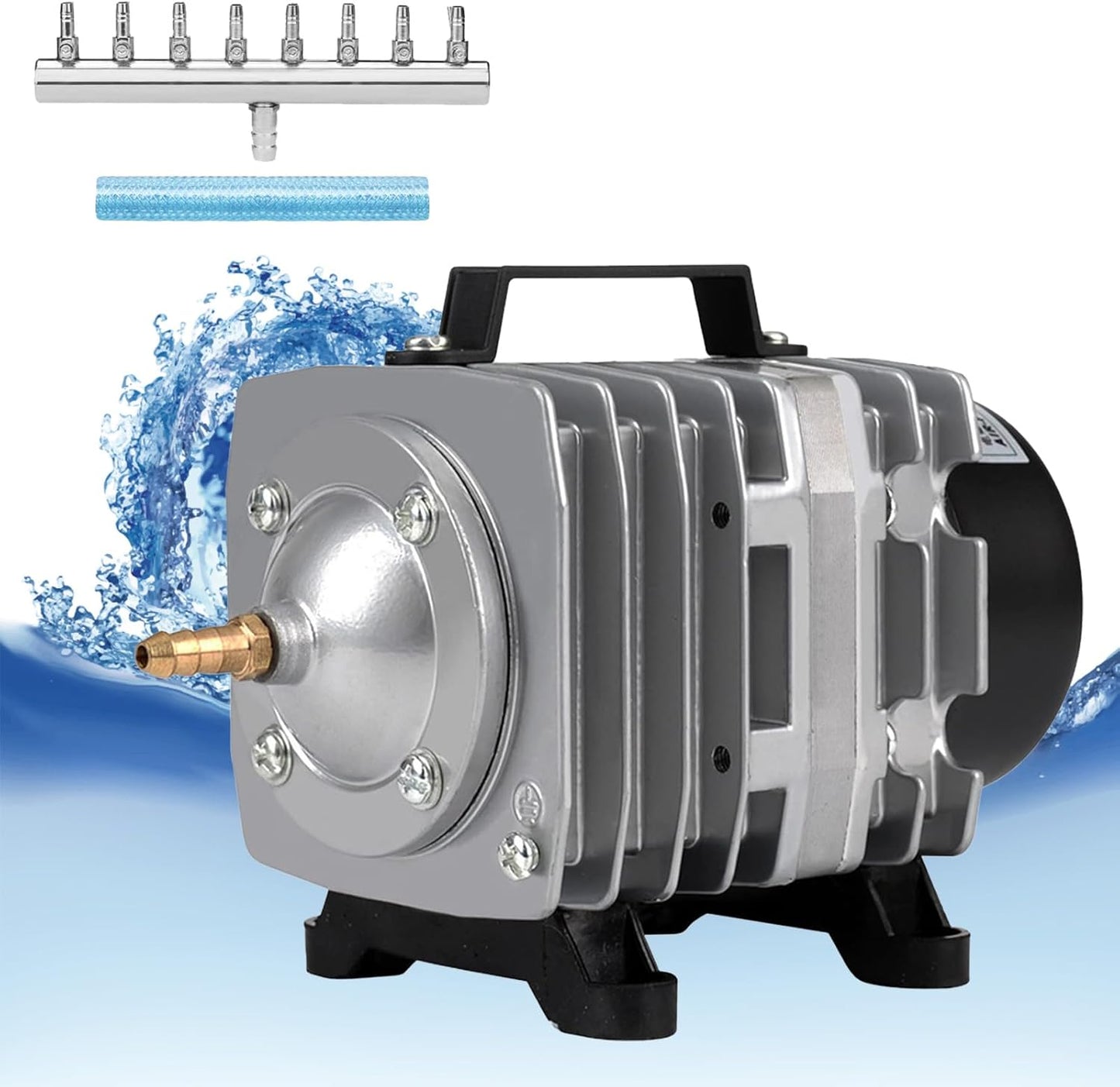 Aquarium Air Pump with Aluminum Housing, Commercial Air Pump with 8-Outlet Air Manifold, Pond Aerator Fish Tank Bubbler for Aquarium, Pond, Hydroponics (1780GPH-100W)