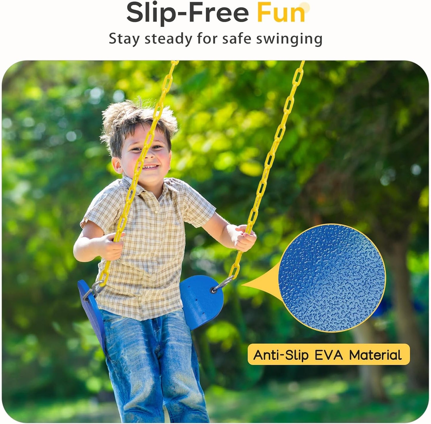 Decorlife Outdoor Swings Seats with 66" Rust-Resistant Heavy Duty Chain, Playground Swing Set Accessories Replacement Anti-Slip Seats, Backyard Swing Support 330lb for Kids or Adults (Blue)