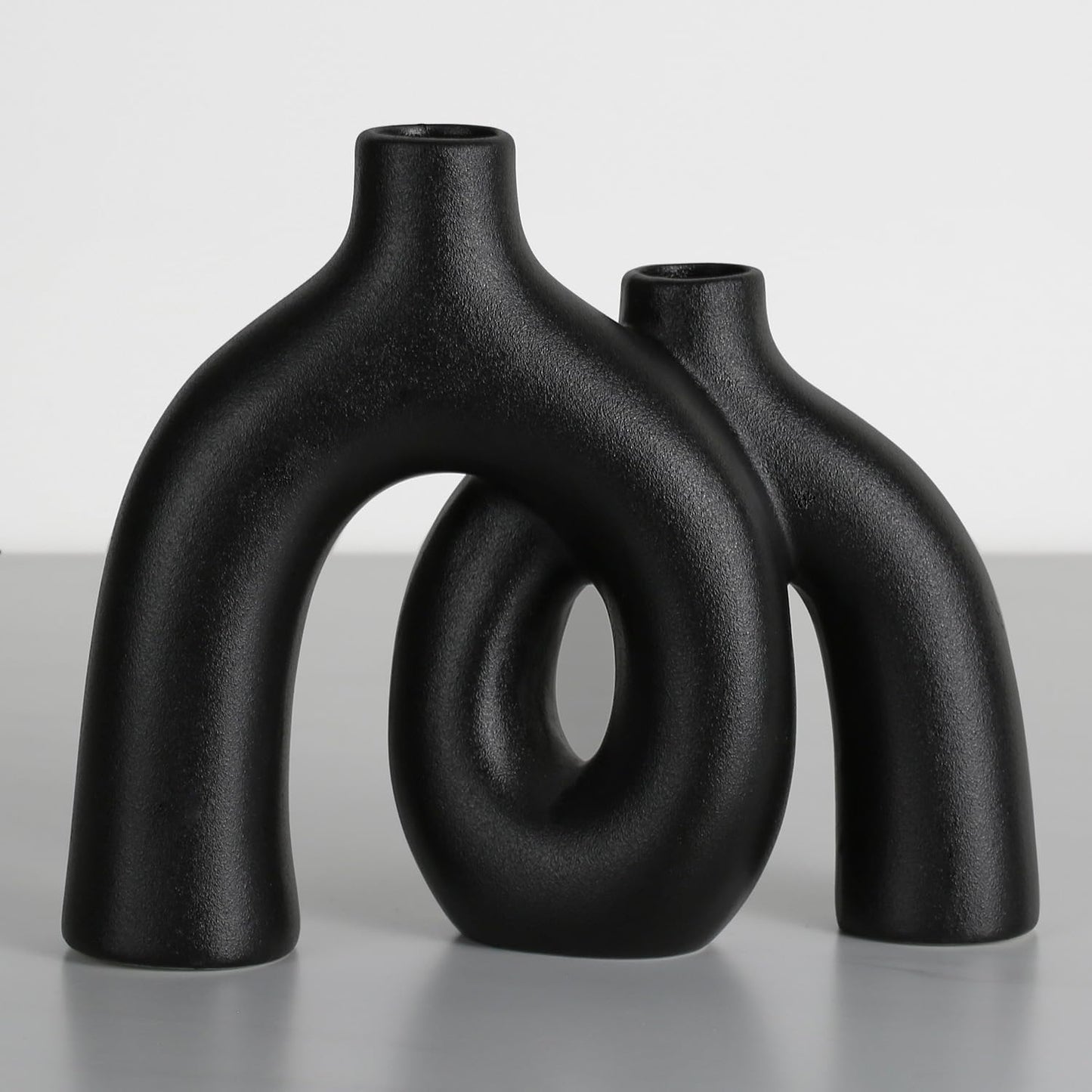 CEMABT Modern Nordic Boho Vase Set - Elegant Black Matte Ceramic Home Decor for Living Room, Bookshelf, Mantel, Entryway Table & Console Décor | Shelf Decorations Gift