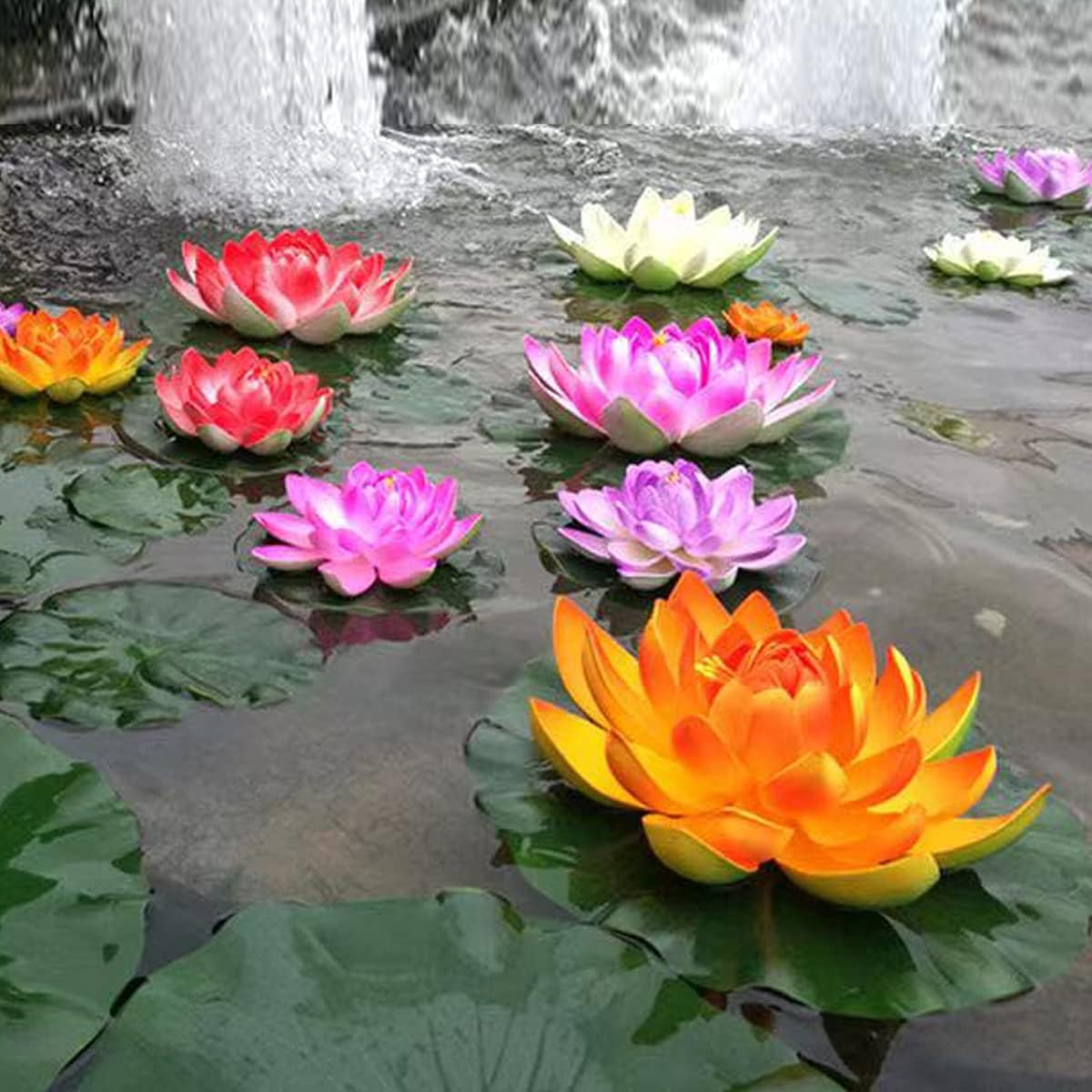 FZBNSRKO Artificial Lotus,4PCS 7.1" Inch Floating Foam Lotus Flowers for Pool,Realistic Water Lily Pads for Home Outdoor Patio Pond Wedding Party Decorations,Peach Red