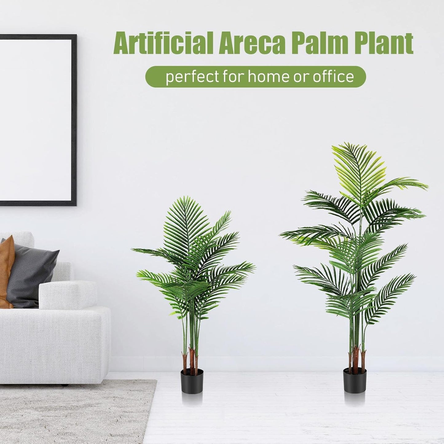 Jexine 4 Pack Artificial Palm Trees 4Ft 5Ft, Fake Plants Fake Trees Artificial Areca Palm Plants for Outdoor Indoor Faux Tree in Pot for Pool Home Office Housewarming Gift Modern Decoration
