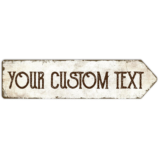 Rustic Custom Sign, Personalized Right Directional Metal Composite Street Sign for Indoor and Outdoor Use 4x18 Inches, ACM Made in the USA