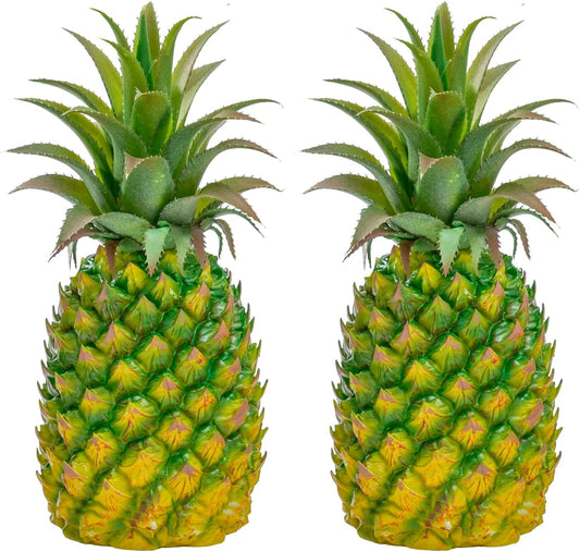 QIRMIZI 2 Pack Artificial Pineapple -Simulated Fruit Decoration, Lifelike Fake Fruit Model, Perfect for Home Decor, Kitchen, Party & Photography Prop – Realistic & Eco-Friendly,Green Meduim