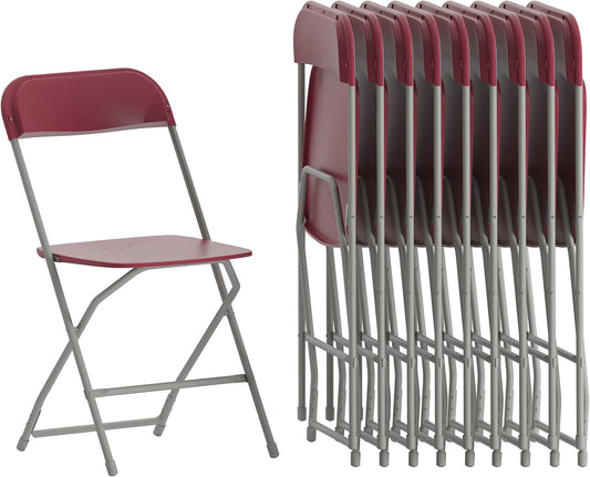 Hercules Series Plastic Folding Chair Red - 10 Pack 650LB Weight Capacity Comfortable Event Chair-Lightweight Folding Chair