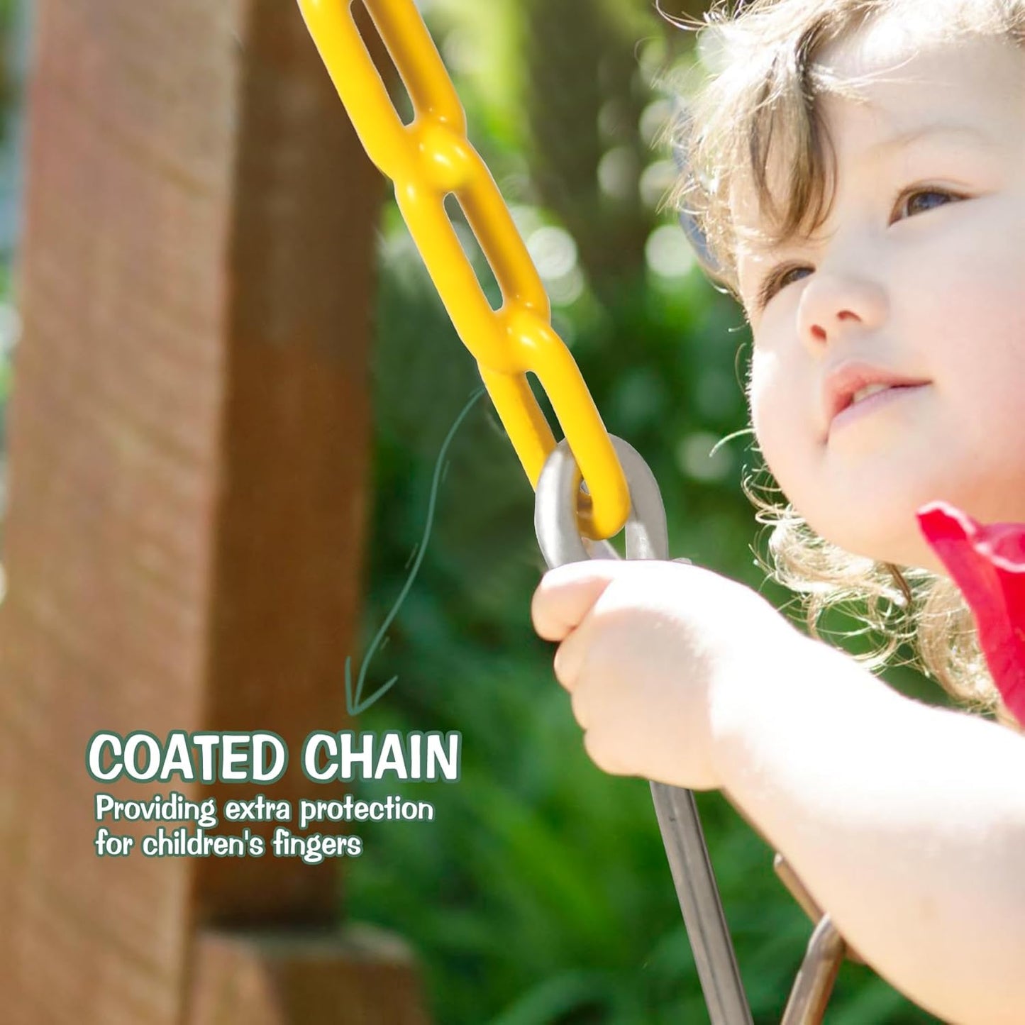 Heavy-Duty Toddler Swing with Coated Safety Chains-High Back Bucket Seat Includes Tree Straps,Hooks for Backyard, Playground,Outdoor Use (Green)
