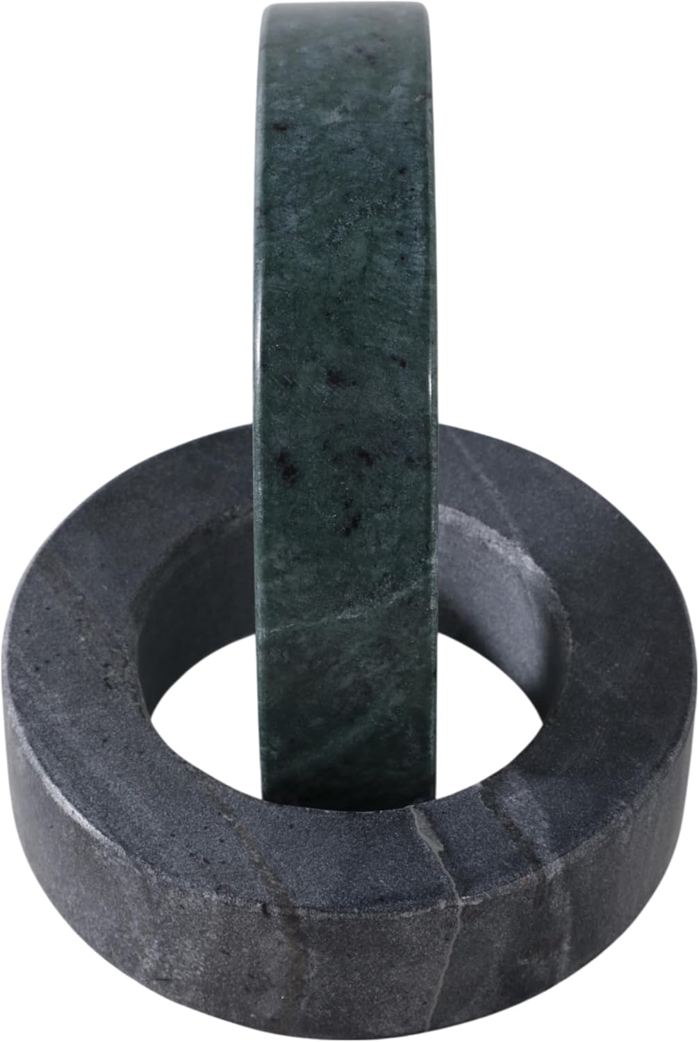 Home Decor and Bathroom Decor Marble Double Ring – Modern Shelf Sculpture and Office Accents for Room Styling – Coffee Table Ornaments and Living Room Decor Statues Design – 6", Green & Black
