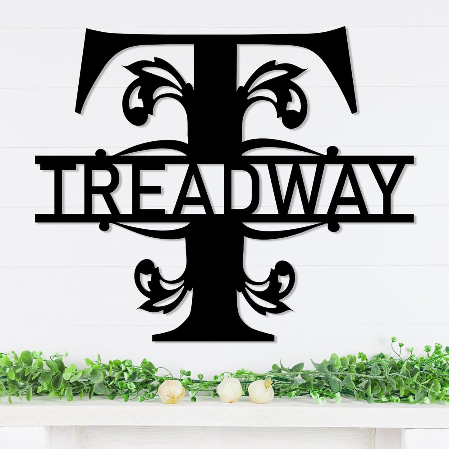 Personalized Metal Name Signs, Split Letter Monogram Wall Decor, Custom Last Name Sign, Family Name Sign for Outdoor, Personalized Wedding Gift, Garden Decor, Metal Wall Art, Housewarming Gift (MonogramDesign_4)