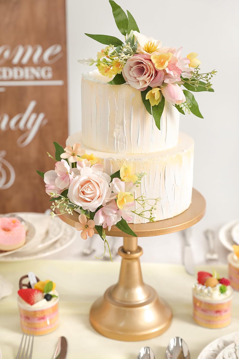 Artificial Flowers Combo for DIY Centerpieces Arrangements Wedding Bouquets Centerpieces Arrangements Party Baby Shower Home Decorations (Yellow Pink)