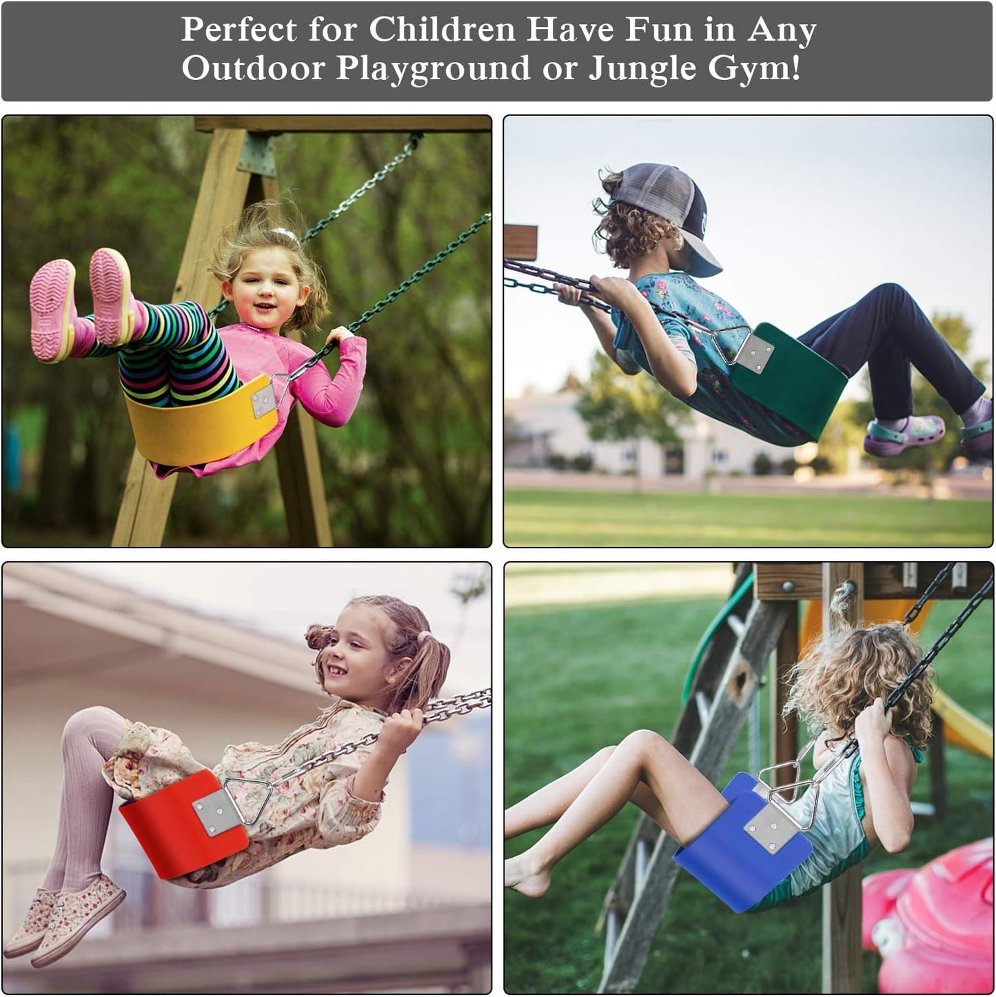 AGPTEK Swing Seat, 30.4 x 6 x 0.27 Inch Yard Swing for Kids & Adults with Metal Triangle Ring - Green(113KG /250LB Weight Limit)