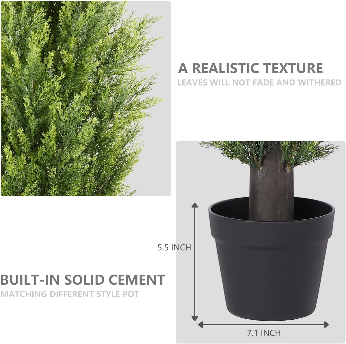 THE BLOOM TIMES 4ft Topiary Trees Artificial Outdoor 2 Pack – UV Resistant Faux Cedar Pine Cypress Bushes and Shrubs, Fake Potted Plants for Front Porch Outside Planter Patio Decor, Set of 2 (4 Foot)
