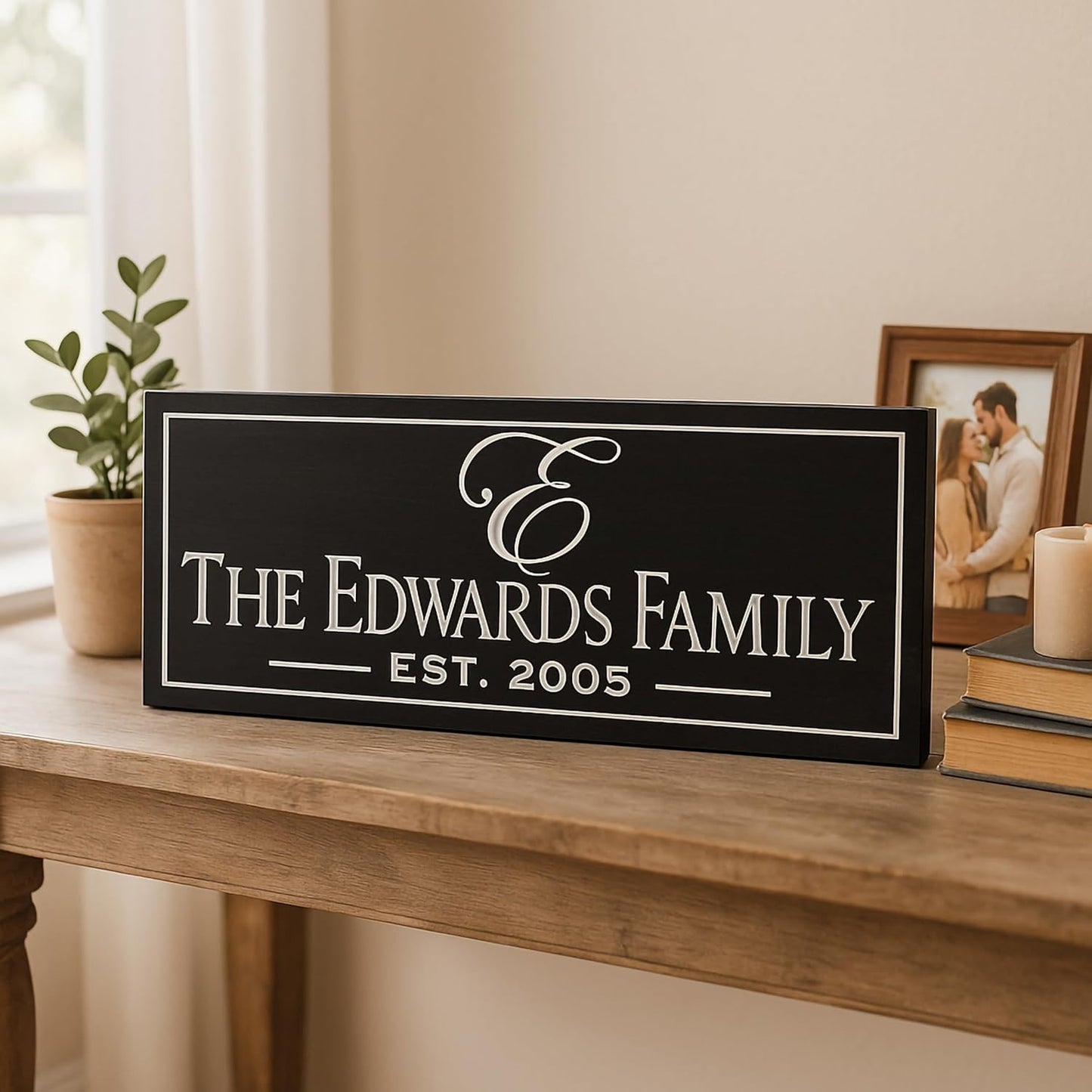 Personalized Carved Wood Family Name Sign With Established Date