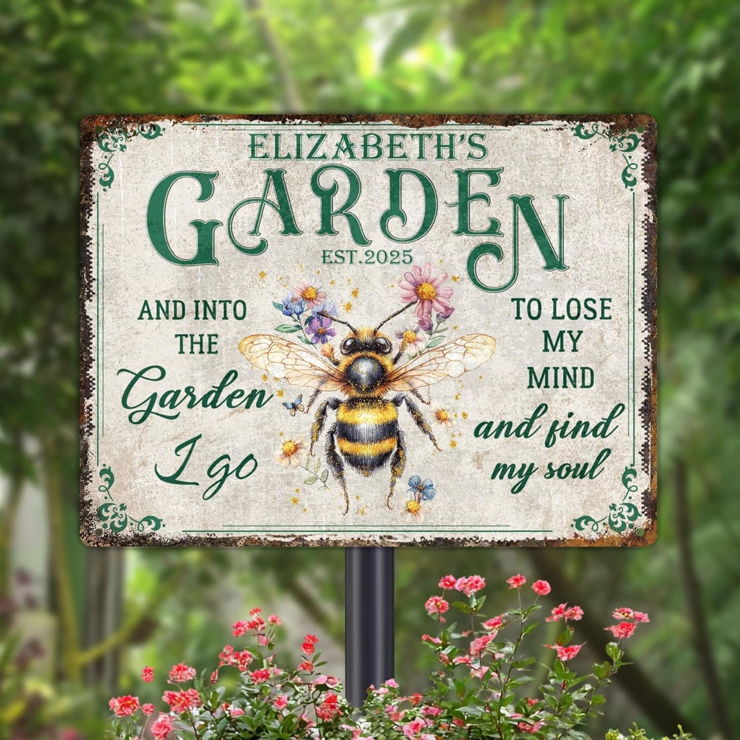 Custom Sign, Personalized Metal Signs, Customize for Office, Business, Workplace, Office, Home, Delivery Signs, Metal Sign With Your Own Image, Text,Photo, Pets, Kids Art Made in USA (Garden 01)