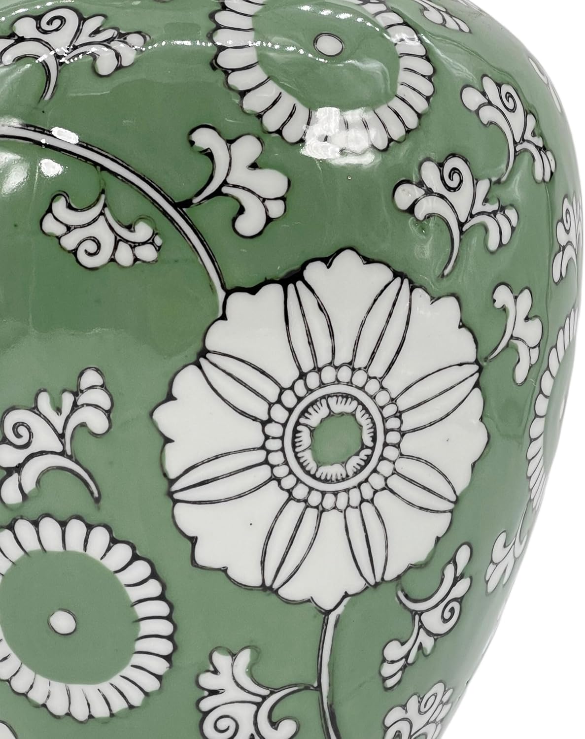 Galt International Floral Chinoiserie Ceramic Vase 14" - Hand Painted Antique Style Porcelain Flower Bottle Fishtail Porcelain Chinese Vase for Home Decor Centerpiece