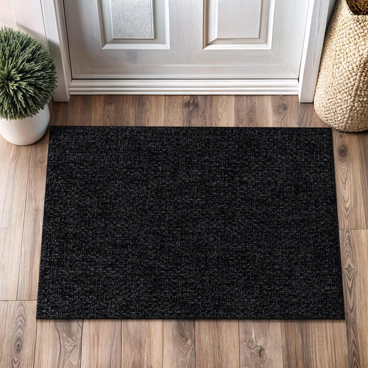 Easy Jute Door Mat 2x3 Indoor Outdoor Natural Rugs Solid Fiber Rug Woven Area Rug Boho Easy Clean Inside Carpet for Living Room Bedroom Dining Room Hallway or Outdoor Patio Porch (2 X 3 Dark Grey)