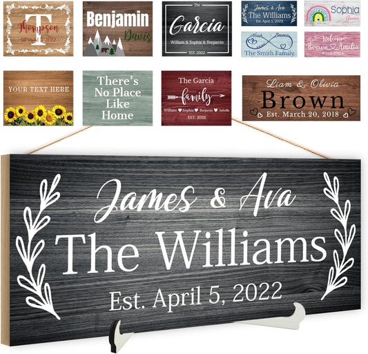 Custom Wood Sign Prsonalized Text Business Home Decor, Personalized Rustic Plaque Board Hanging Wooden Name Sign for Wall Art, Customized Signs Plank Decoration Gifts for Wedding Family Farmhouse Kitchen, Rectangle