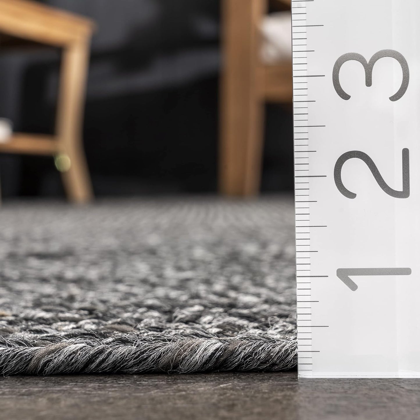 nuLOOM 3' x 5' Solid Hand Braided Indoor/Outdoor Area Rug, Pet-Friendly, High Traffic, Weather Resistant, for Patio, Balcony, Bedroom, Living, Dining Room, Wynn Charcoal