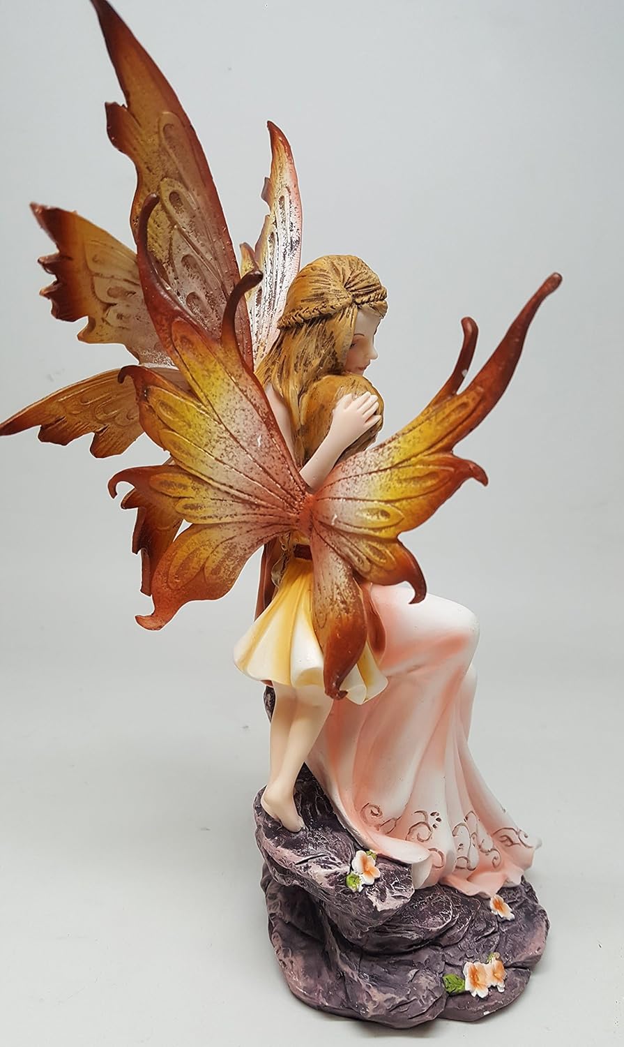 PTC 8.75 Inch Mother and Baby Orange Winged Fairy Statue Figurine