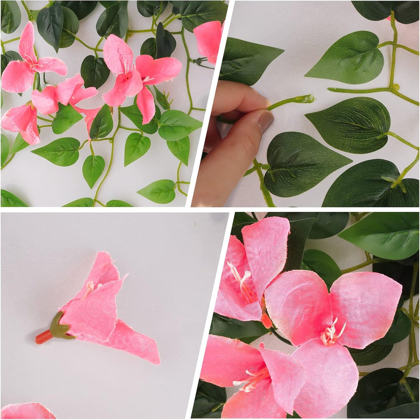 Artificial Hanging Flowers Bougainvillea, UV Resistant Fake Plastic Faux Flower Fabric Vine for Indoor Outdoor Garden Porch Eave Wedding Wall Décor