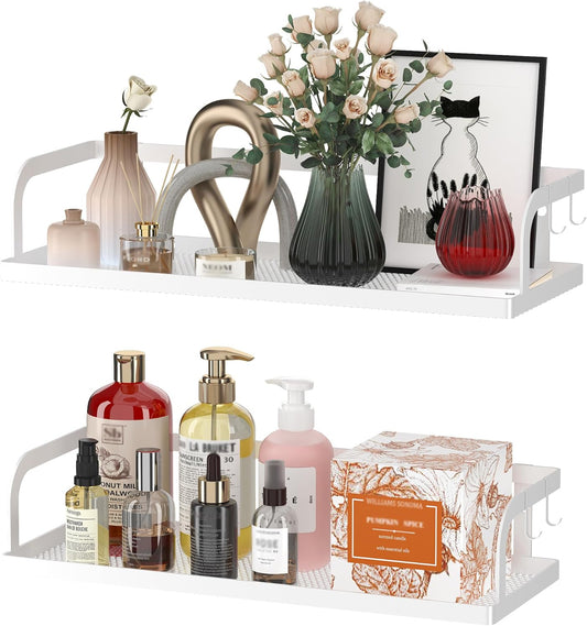 PUSDON Metal Wall Hanging Basket 2 Packs DIY Suitable for Multiple Scenes - White Hollowout 12.6in