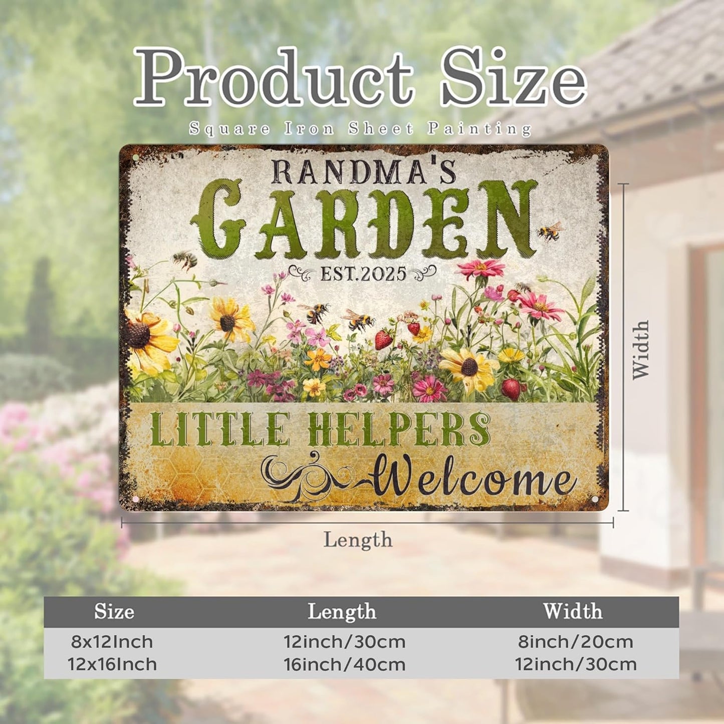 Custom Sign, Personalized Metal Signs, Customize for Office, Business, Workplace, Office, Home, Delivery Signs, Metal Sign With Your Own Image, Text,Photo, Pets, Kids Art Made in USA (Garden 02)