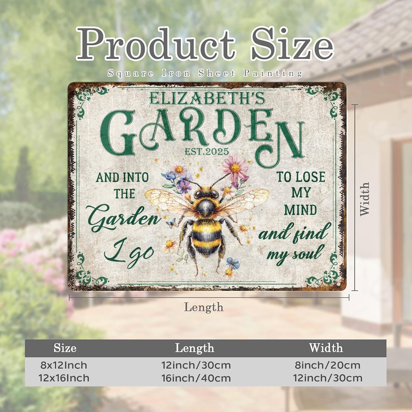 Custom Sign, Personalized Metal Signs, Customize for Office, Business, Workplace, Office, Home, Delivery Signs, Metal Sign With Your Own Image, Text,Photo, Pets, Kids Art Made in USA (Garden 01)