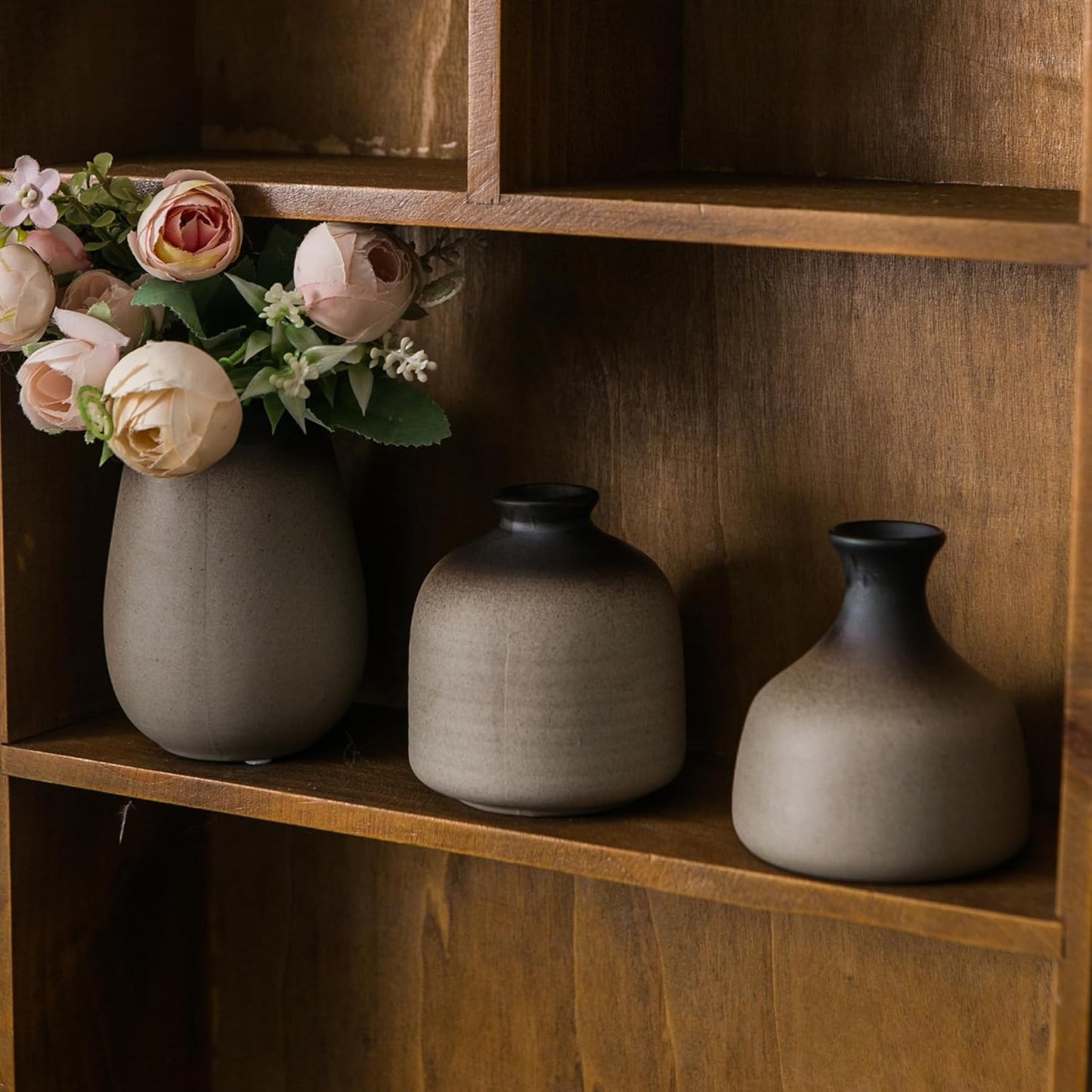 JOJUNO Rustic Bud Vase, Ceramic Small Vase Set of 11, Mini Vases for Fresh and Dried Flowers, Modern Farmhouse Home Decor, Pottery Vases for Living Room, Shelves, Centerpieces for Dining Table