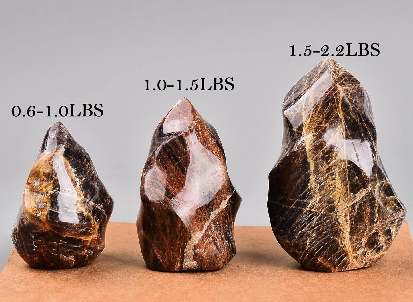 AMOYSTONE Black Moonstone Flame Shaped Towers Large Healing Crystal Stone Home Decor 2-2.8LBS