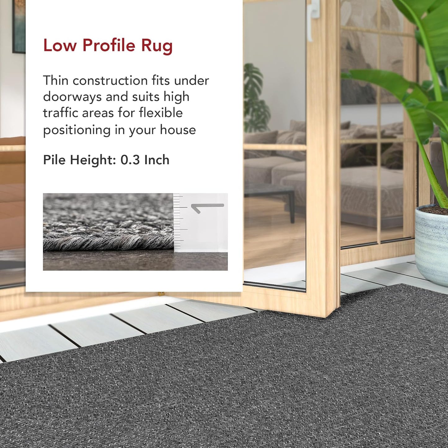 nuLOOM 2' x 6' Solid Hand Braided Indoor/Outdoor Area Rug, Pet-Friendly, High Traffic, Weather Resistant, for Patio, Balcony, Bedroom, Living, Dining Room, Wynn Charcoal