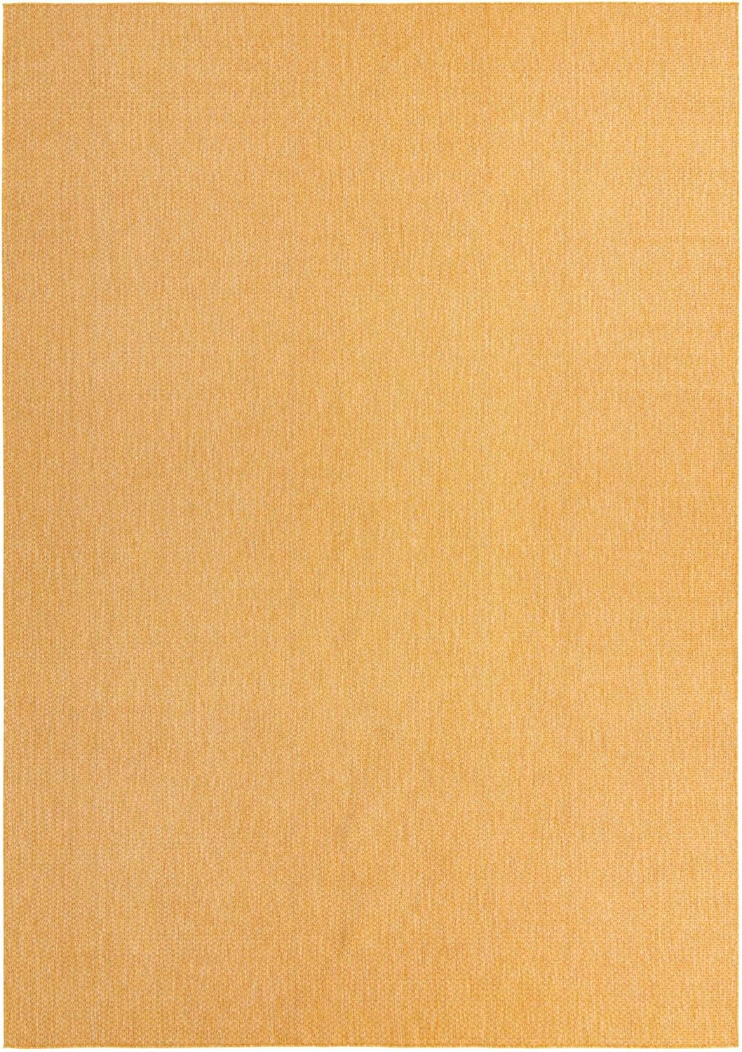Unique Loom Collection Casual Transitional Solid Heathered Indoor/Outdoor Flatweave Area Rug (10' x 14' 1" Rectangle, Corn Harvest Yellow)