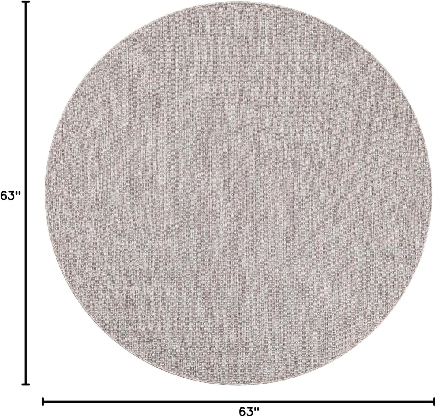 Unique Loom Outdoor Solid Collection Area Rug (5' 3" Round Beige/Ivory)