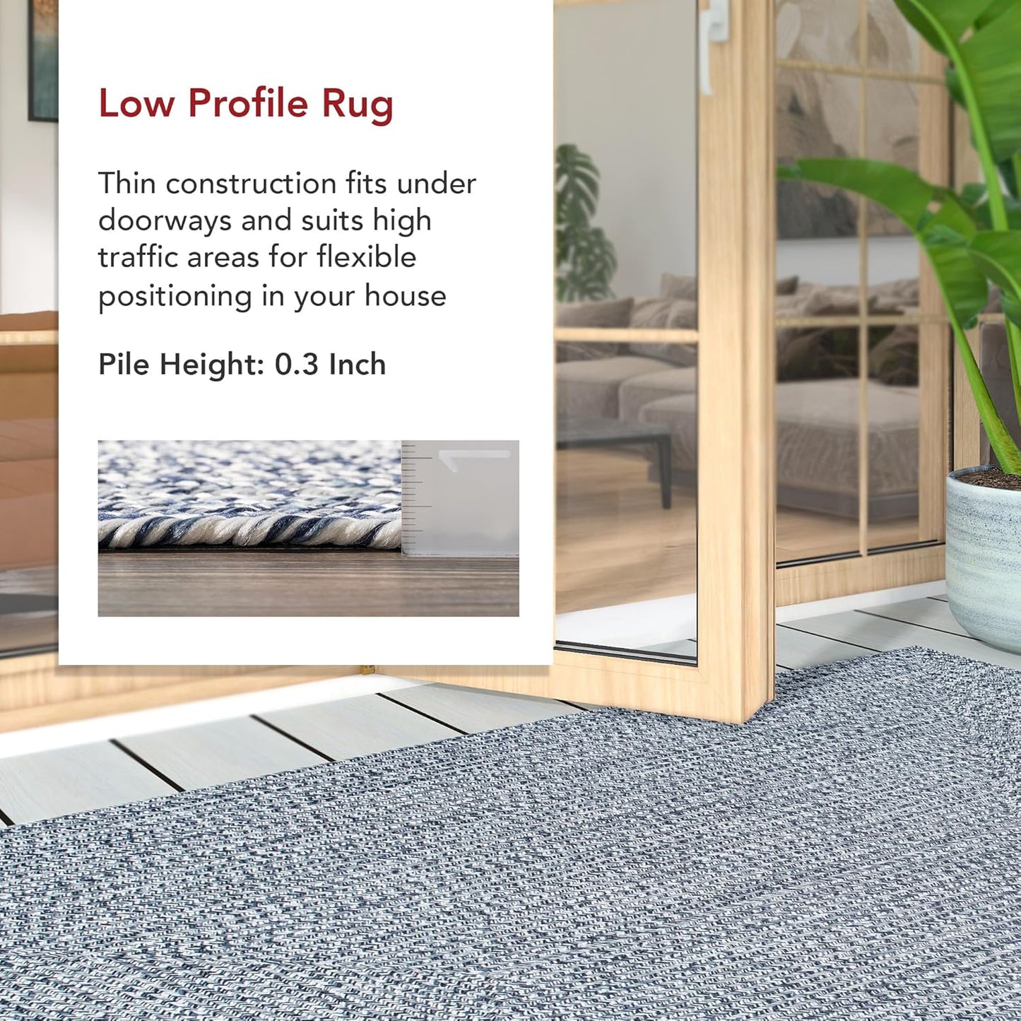 nuLOOM 8' Round Solid Hand Braided Indoor/Outdoor Area Rug, Pet-Friendly, High Traffic, Weather Resistant, for Patio, Balcony, Bedroom, Living, Dining Room, Wynn Navy