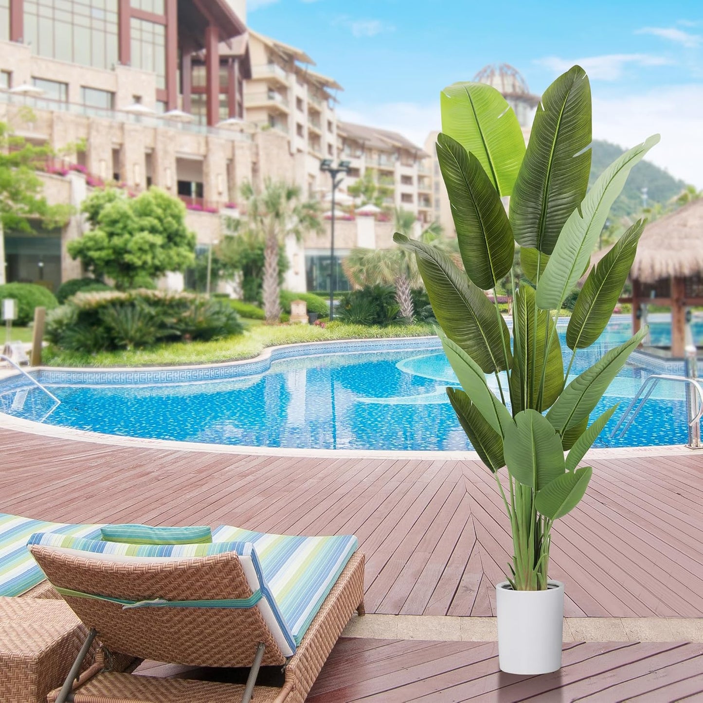 Artificial Tree 6.6Ft Silk Bird of Paradise Large Big Fake Potted Plants Tall Faux Silk Floor Plants for Home Living Room Bedroom Office Decor Indoor Outdoor…