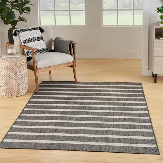 Nourison Home Positano 4' x 6' Fabric Charcoal Ivory Area Rug