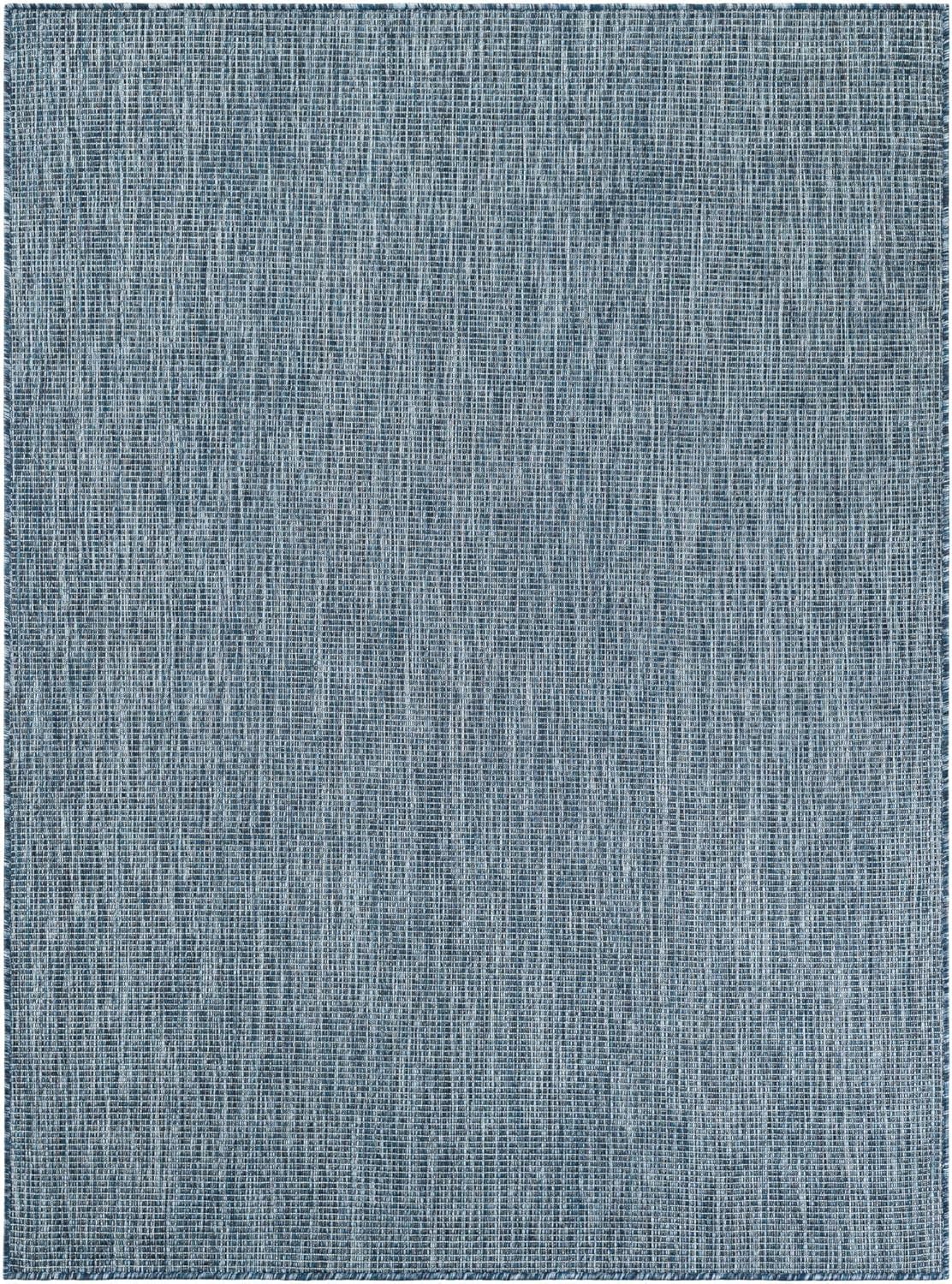 Unique Loom Outdoor Solid Collection Area Rug (5' 3" x 7' 1" Rectangle Blue/Navy Blue)