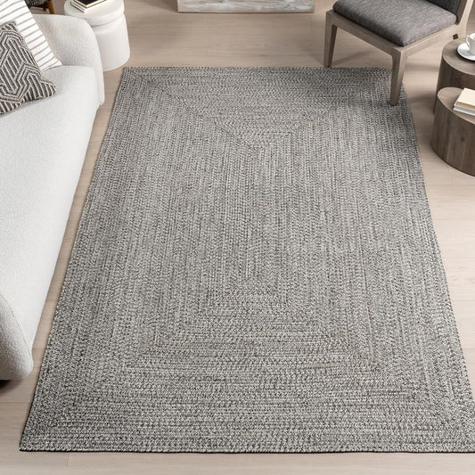 nuLOOM Oval 5' x 8' Solid Hand Braided Indoor/Outdoor Area Rug, Pet-Friendly, High Traffic, Weather Resistant, for Patio, Balcony, Bedroom, Living, Dining Room, Wynn Salt and Pepper