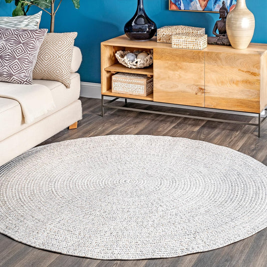 nuLOOM Oval 8'6" x 11'6" Solid Hand Braided Indoor/Outdoor Area Rug, Pet-Friendly, High Traffic, Weather Resistant, for Patio, Balcony, Bedroom, Living, Dining Room, Wynn Ivory